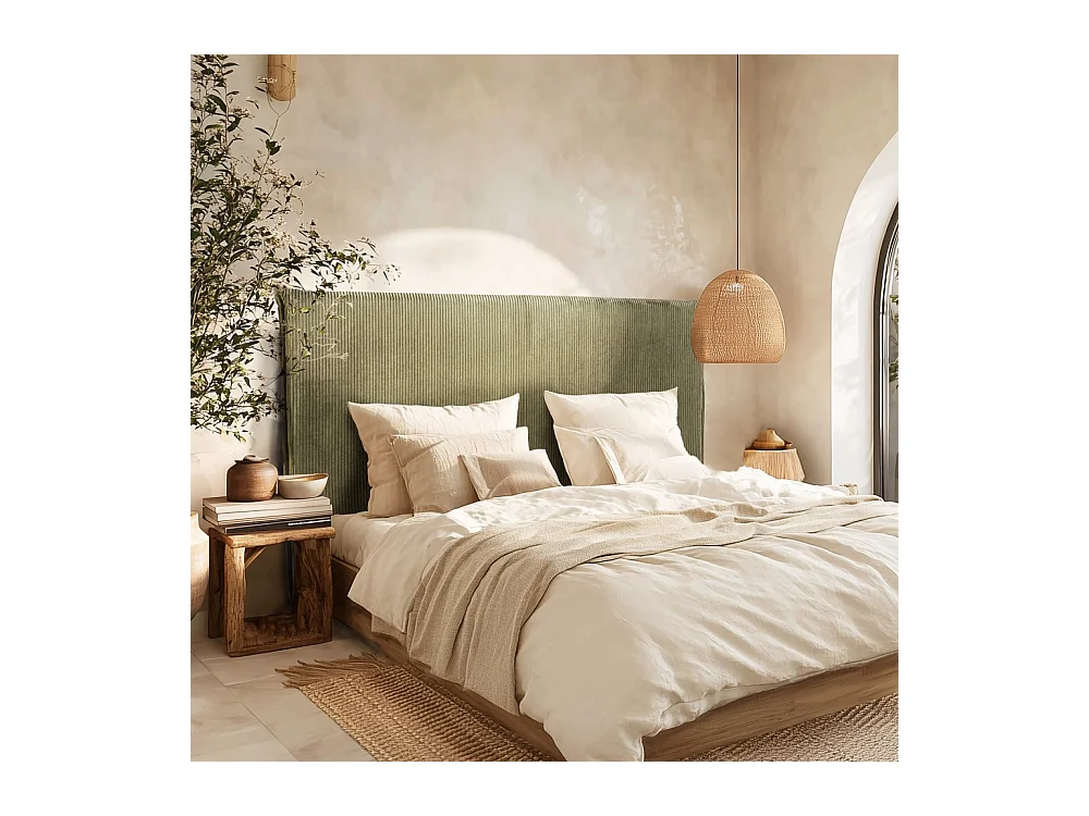 ARTHUR -Tête de lit rembourrée pour lits 140/160cm velours côtelé vert