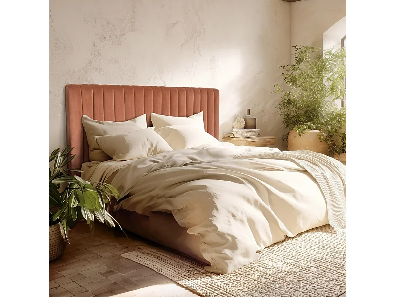 ARTHUR - Tête de lit rembourrée pour lits 140/160cm velours orange