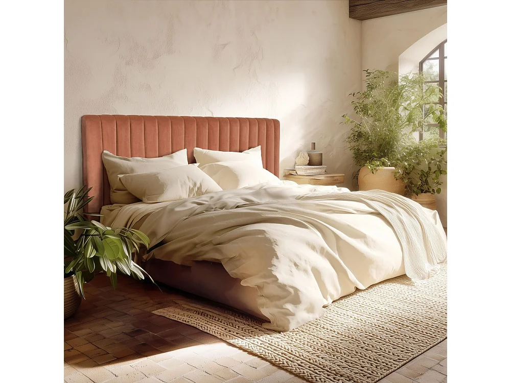 ARTHUR - Tête de lit rembourrée pour lits 160/180cm velours orange
