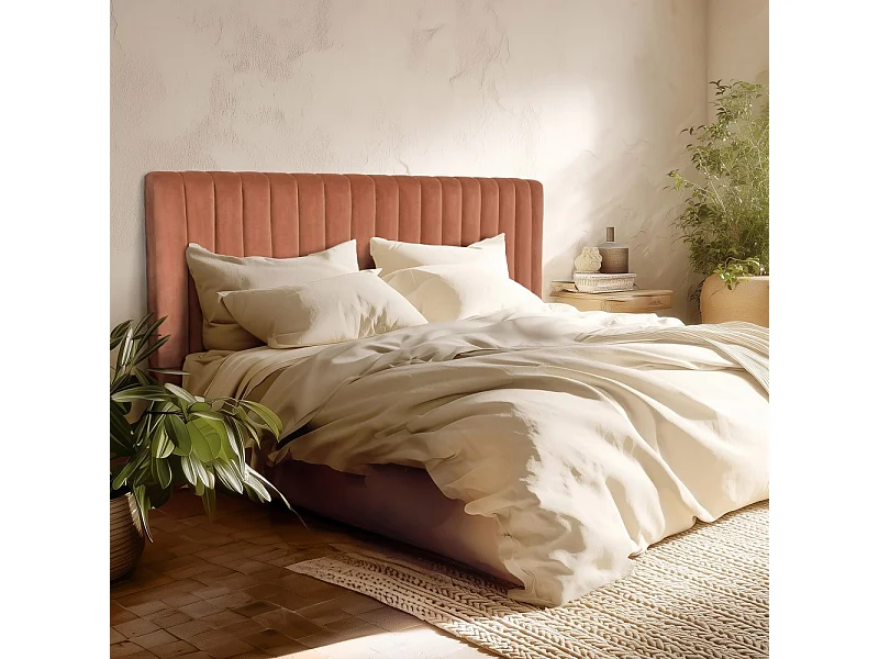 ARTHUR - Tête de lit rembourrée pour lits 160/180cm velours orange