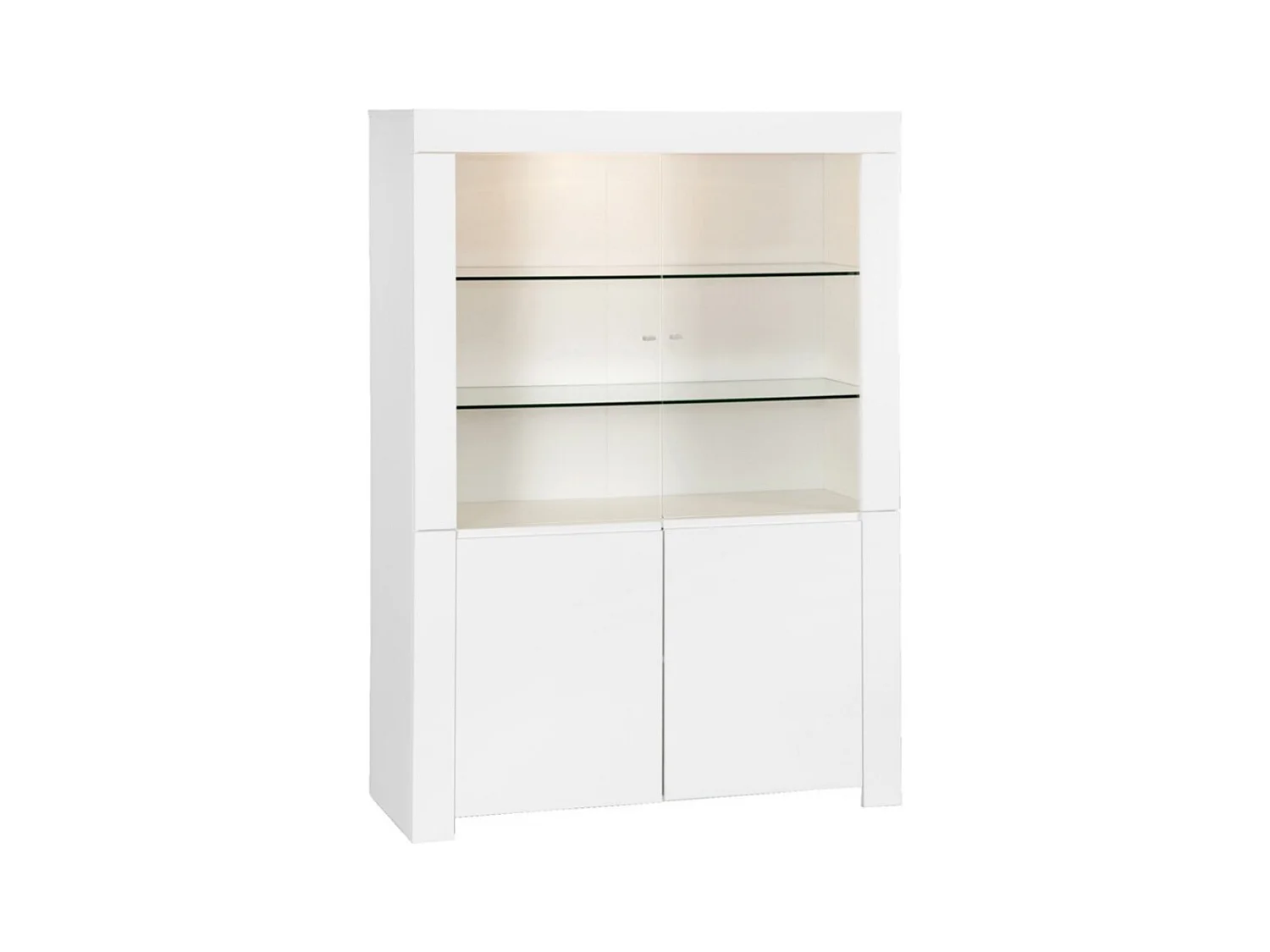 Vitrine vaisselier FOLOMI - Blanc Brillant - Style Design - 170x123x50