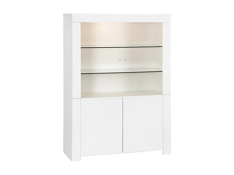 Vitrine vaisselier FOLOMI - Blanc Brillant - Style Design - 170x123x50