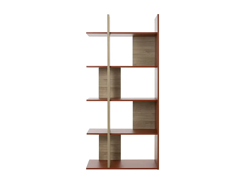 Bibliothèque ouverte décor ocre et chêne - EPURA