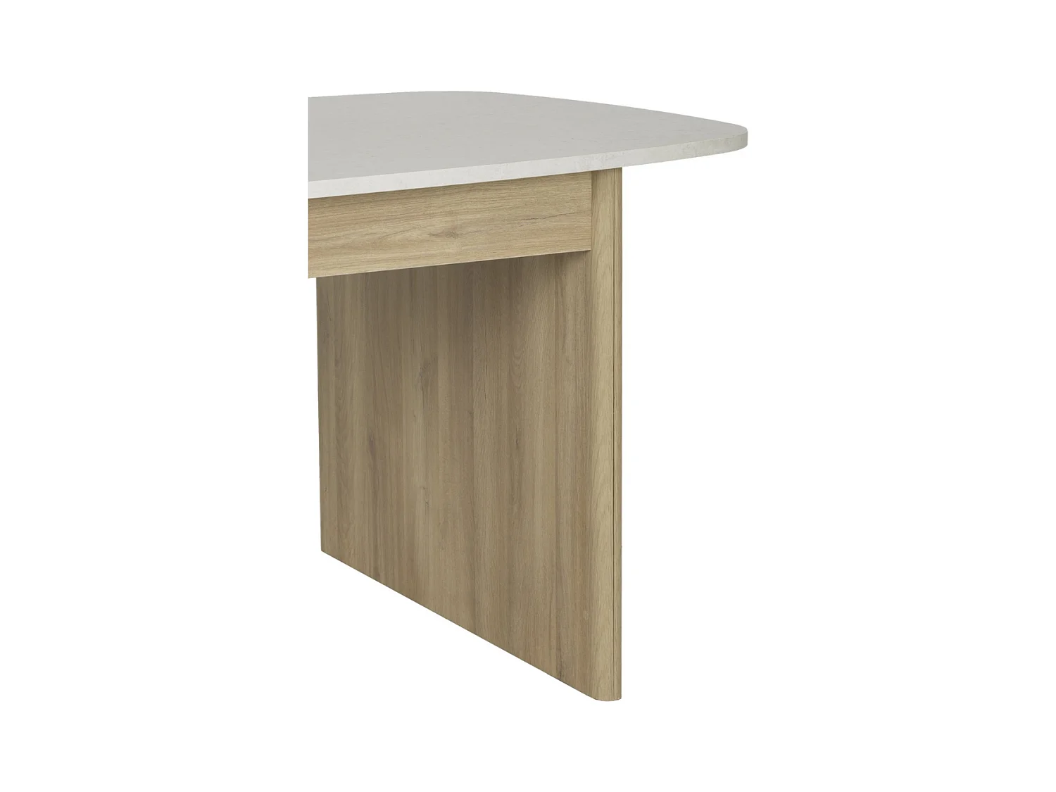 Uitschuifbare rechthoekige tafel met afgeronde hoeken wit- en eikendecor - GALEO