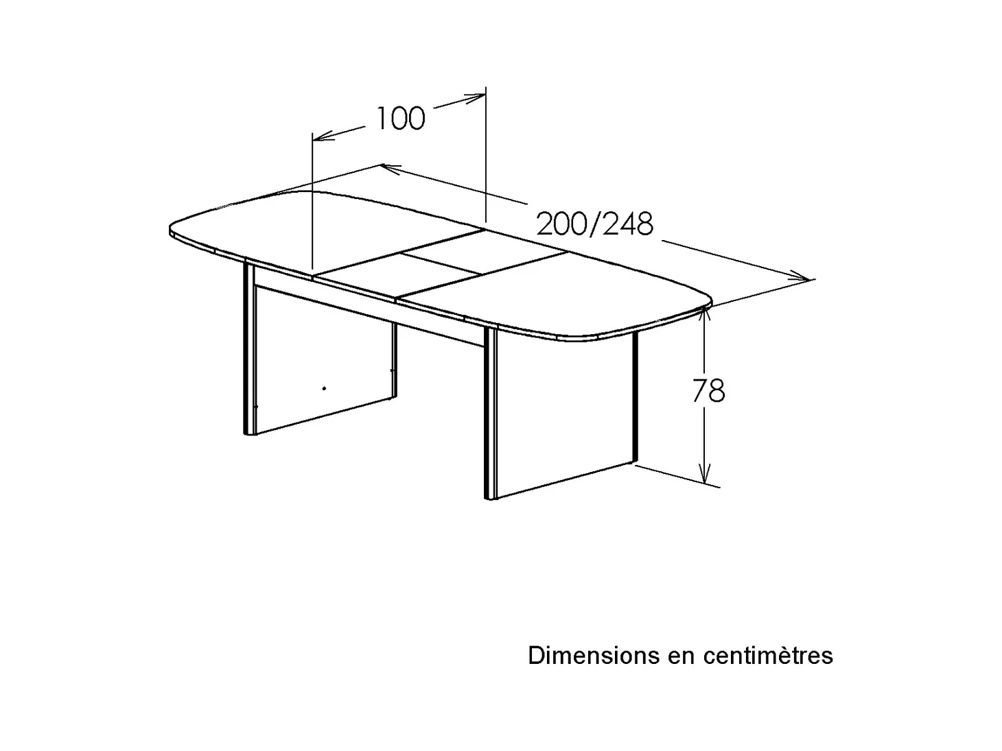 Uitschuifbare rechthoekige tafel met afgeronde hoeken wit- en eikendecor - GALEO