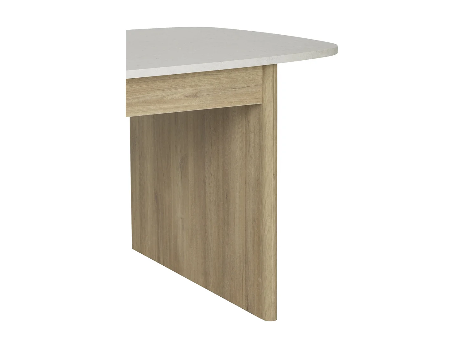 Table extensible 200 à 248cm à bords arrondis décor blanc et chêne - GALEO