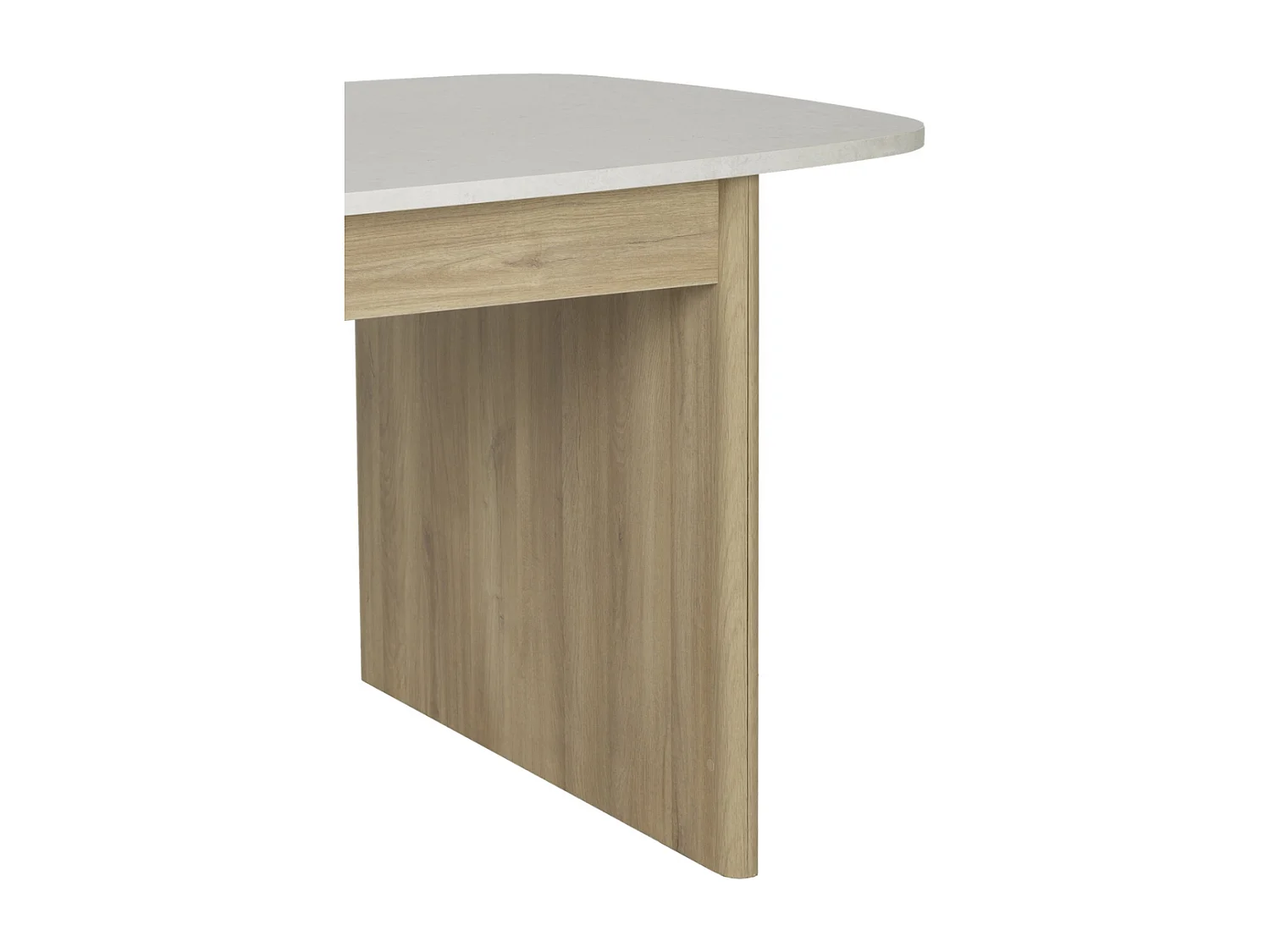 Table extensible 200 à 248cm à bords arrondis décor blanc et chêne - GALEO