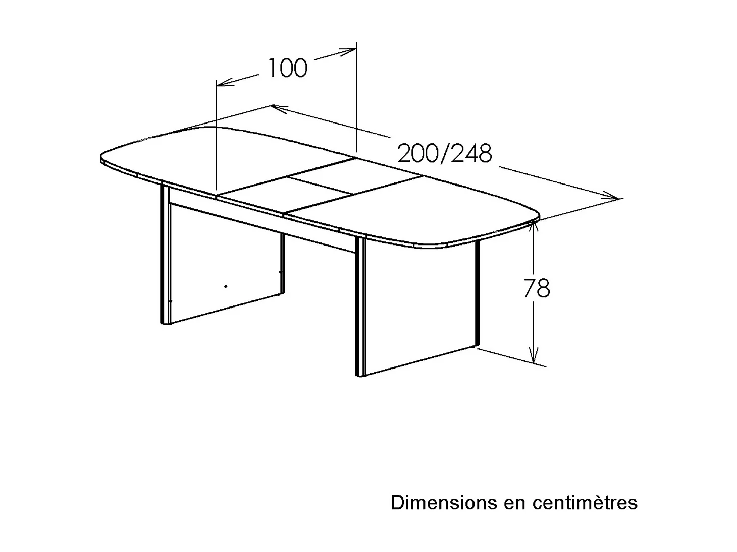 Table extensible 200 à 248cm à bords arrondis décor blanc et chêne - GALEO