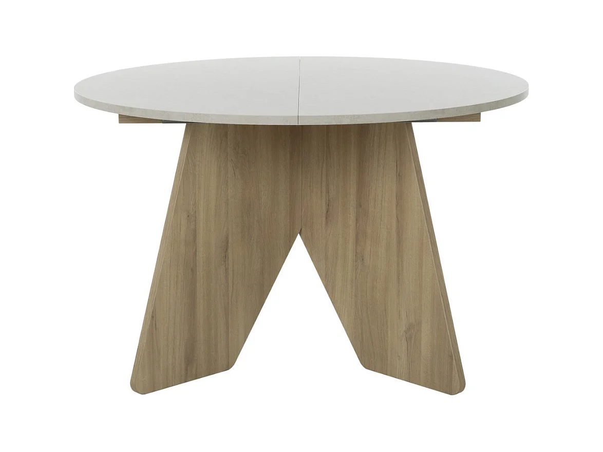 Table extensible ronde décor blanc et chêne - GALEO