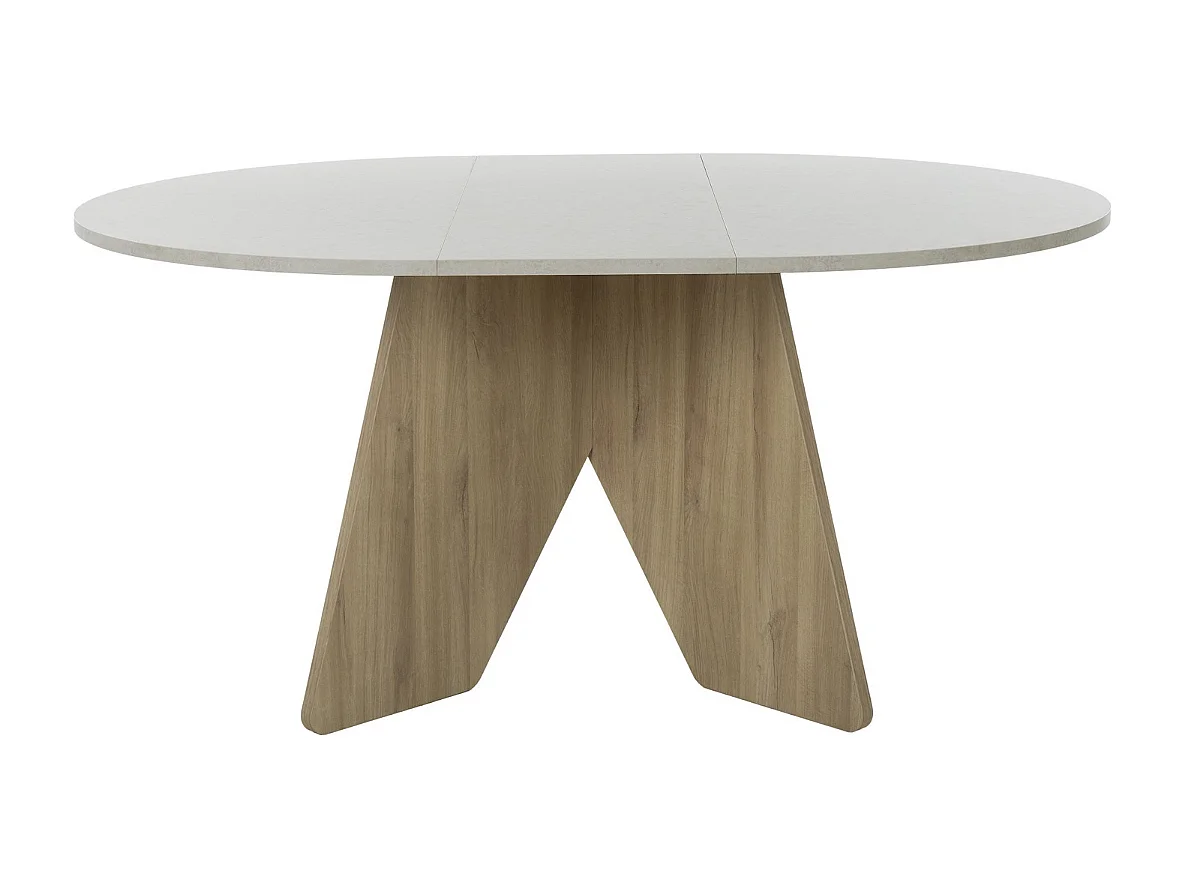 Table extensible ronde décor blanc et chêne - GALEO