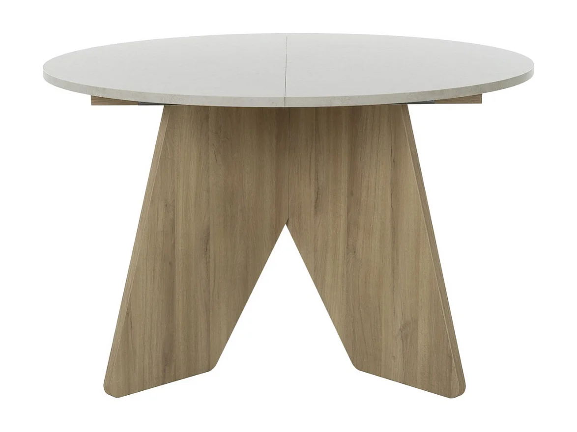 Table extensible ronde décor blanc et chêne - GALEO
