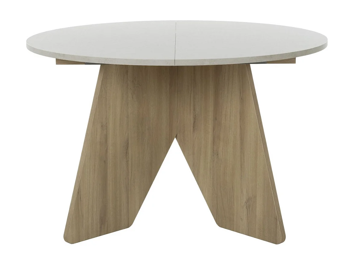 Table extensible ronde décor blanc et chêne - GALEO