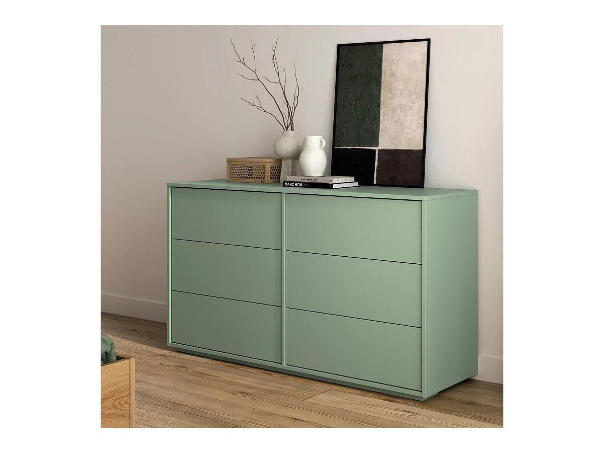 Commode 6 tiroirs vert jade - RIVOLI