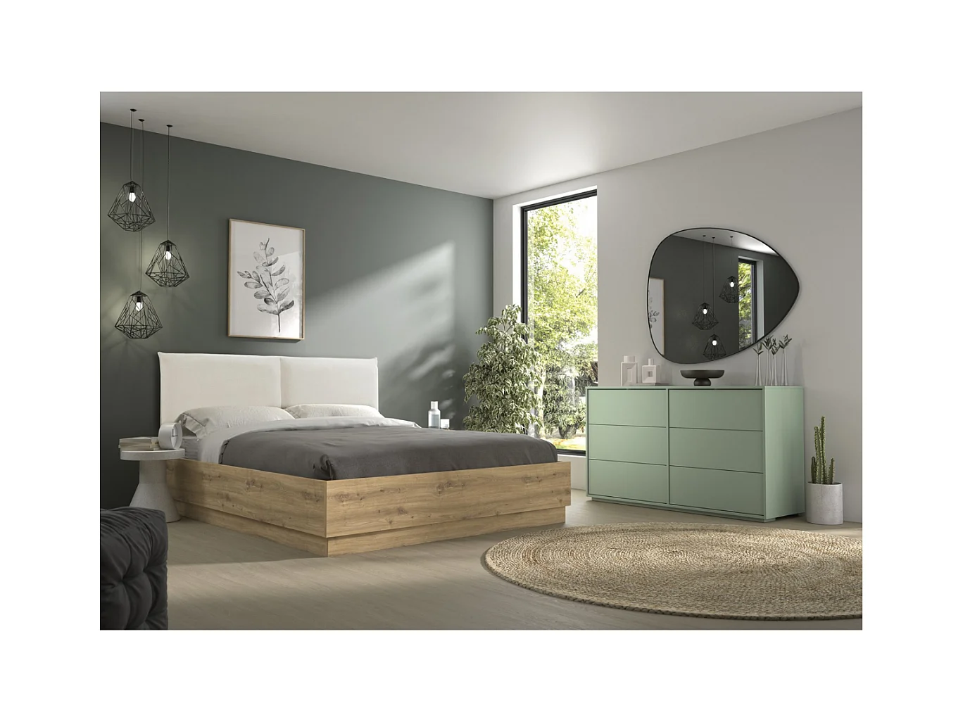 Commode 6 tiroirs vert jade - RIVOLI