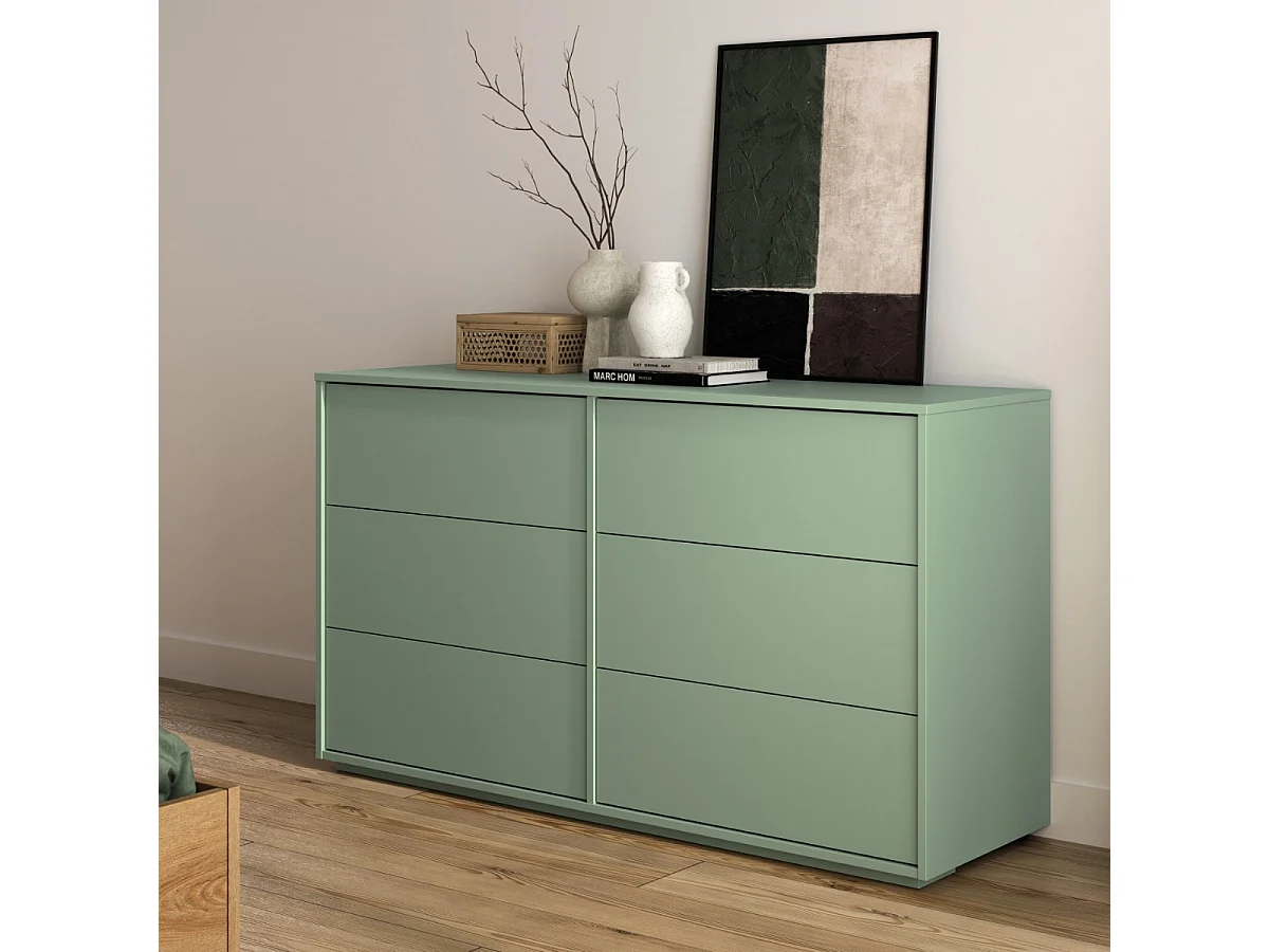 Commode 6 tiroirs vert jade - RIVOLI