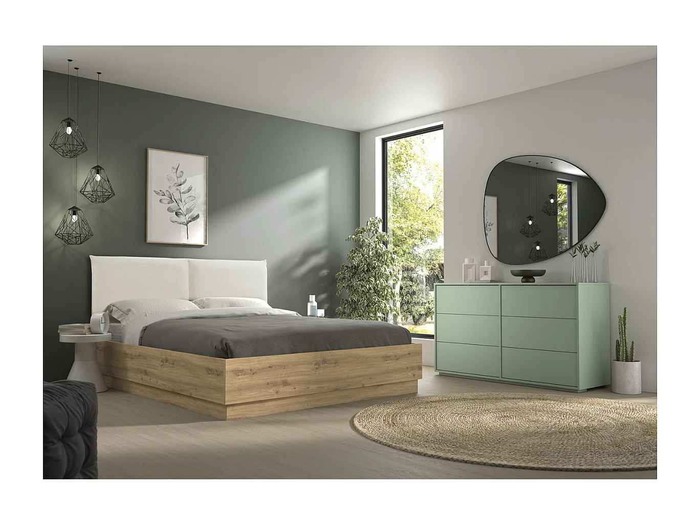 Commode 6 tiroirs vert jade - RIVOLI