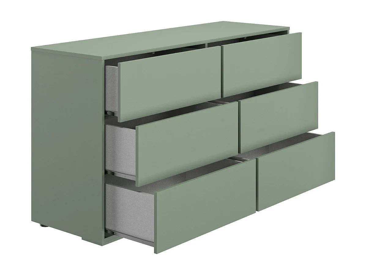 Commode 6 tiroirs vert jade - RIVOLI