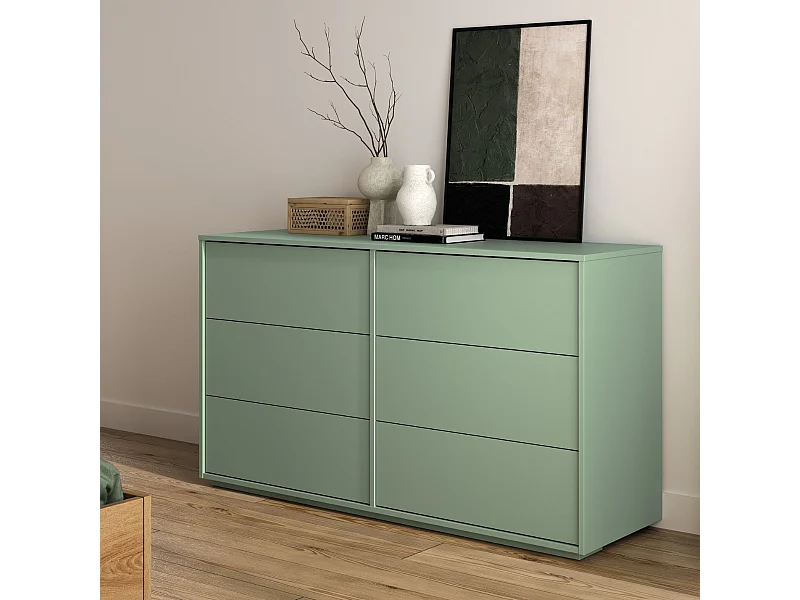 Commode 6 tiroirs vert jade - RIVOLI