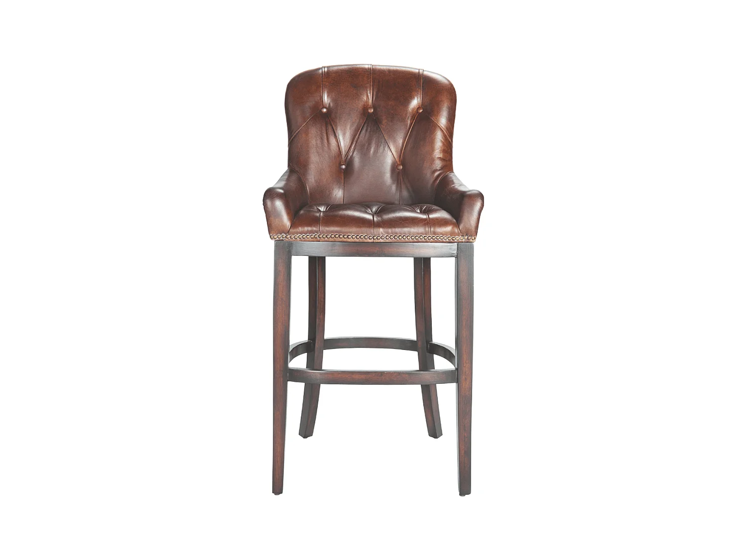 Fauteuil de bar en bois et cuir semi aniline - H121 cm