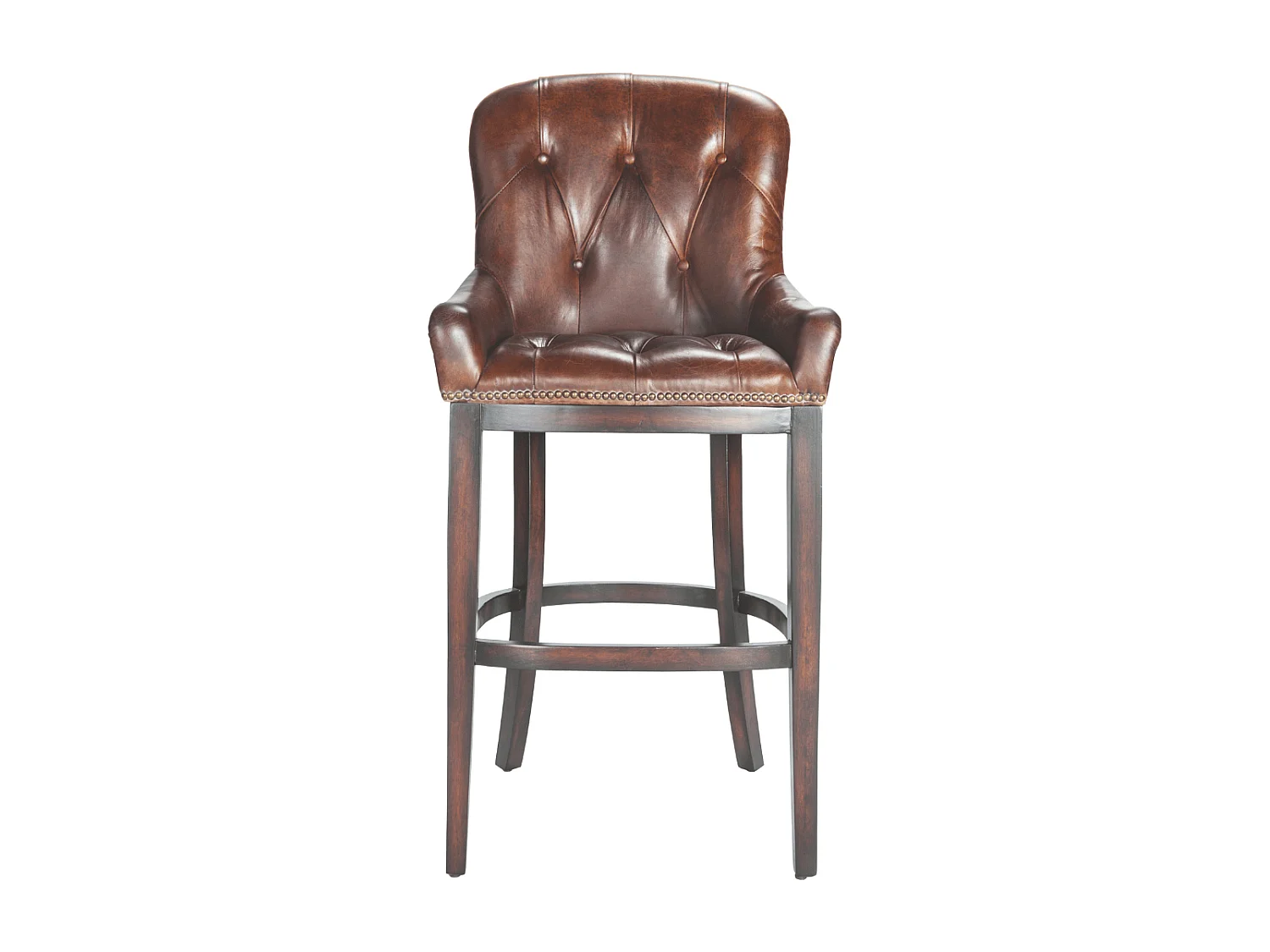 Poltrona da bar in legno e pelle semi anilina - H121 cm