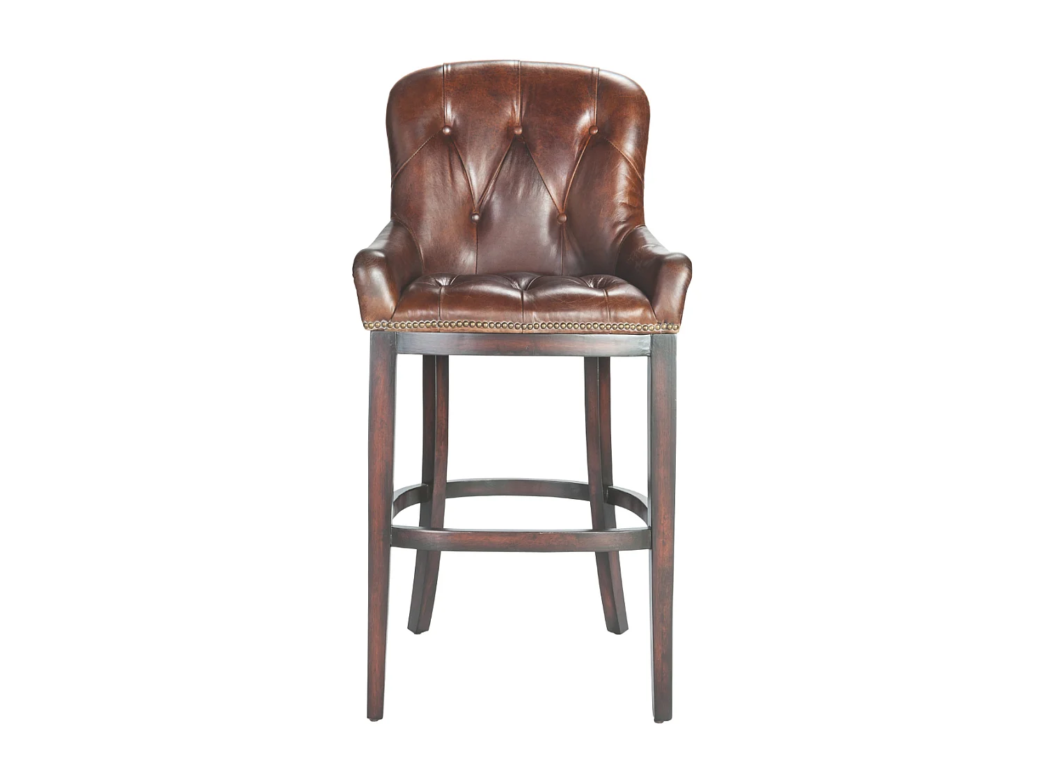 Fauteuil de bar en bois et cuir semi aniline - H121 cm
