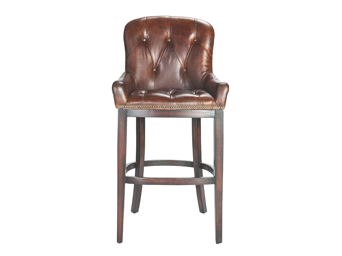 Fauteuil de bar en bois et cuir semi aniline - H121 cm