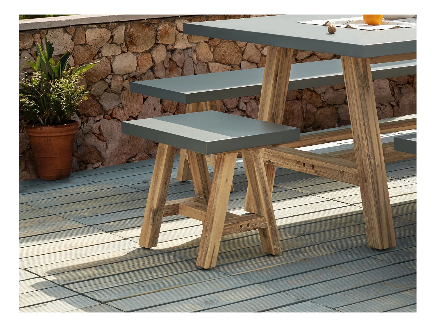 Tabouret de jardin TONNARE Gris