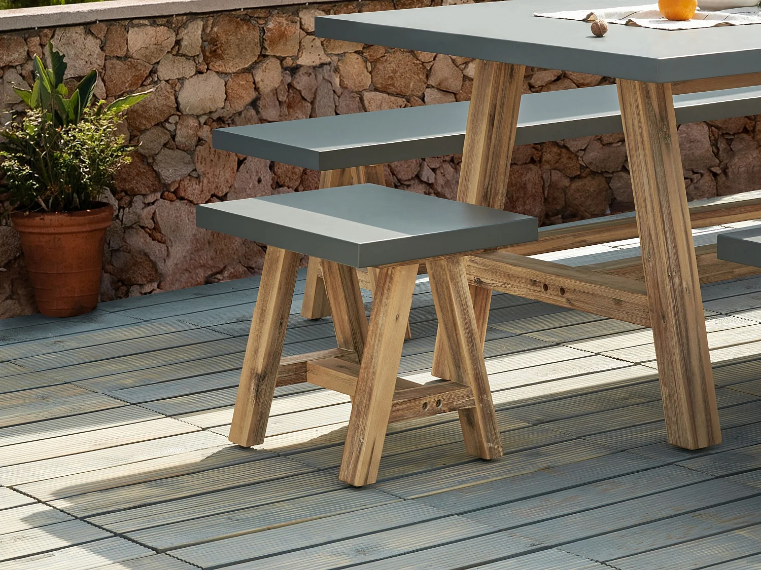 Tabouret de jardin TONNARE Gris