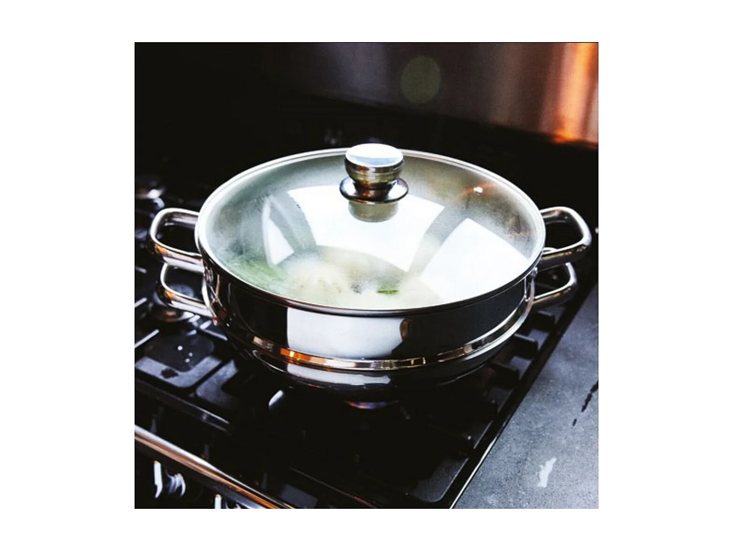 Wok 2-en-1 - BAUMALU - Tous feux dont induction - Couvercle verre - 32 cm