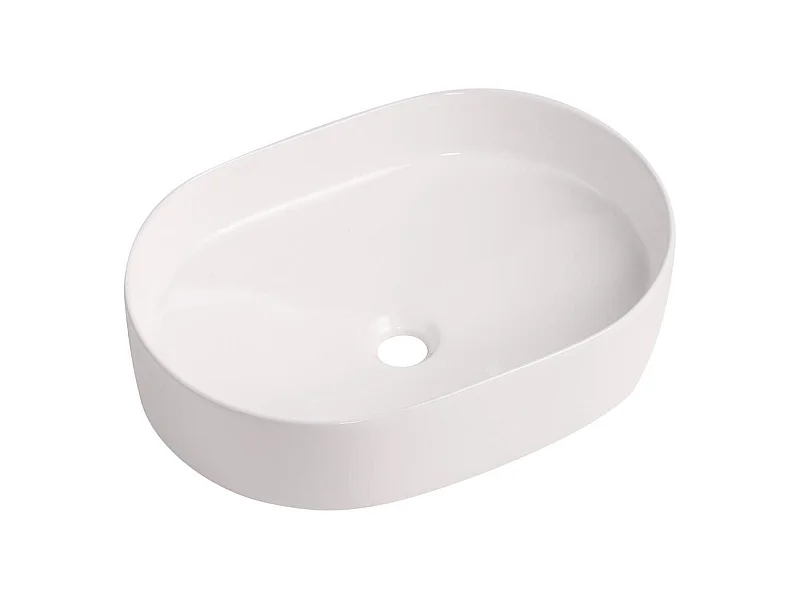 ALBI ovales Aufsatzwaschbecken aus weißer Keramik 37x50,5cm