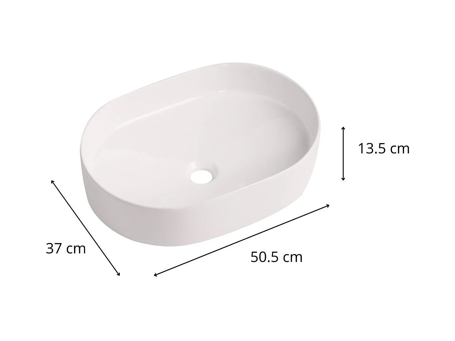 ALBI ovales Aufsatzwaschbecken aus weißer Keramik 37x50,5cm