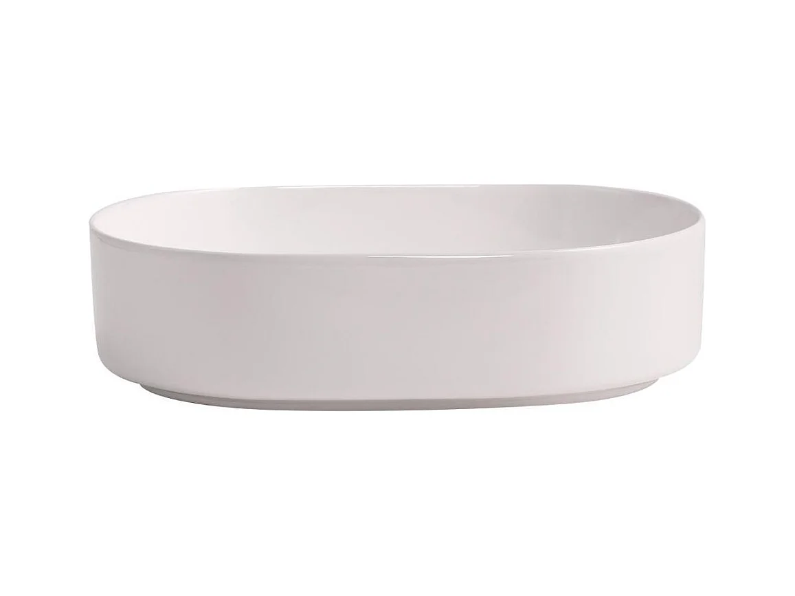 ALBI ovales Aufsatzwaschbecken aus weißer Keramik 37x50,5cm