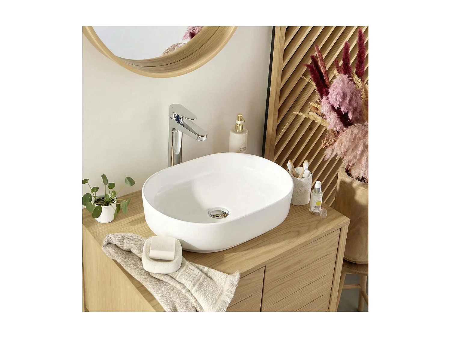 ALBI witte keramische ovale opzetwastafel 37x50,5cm