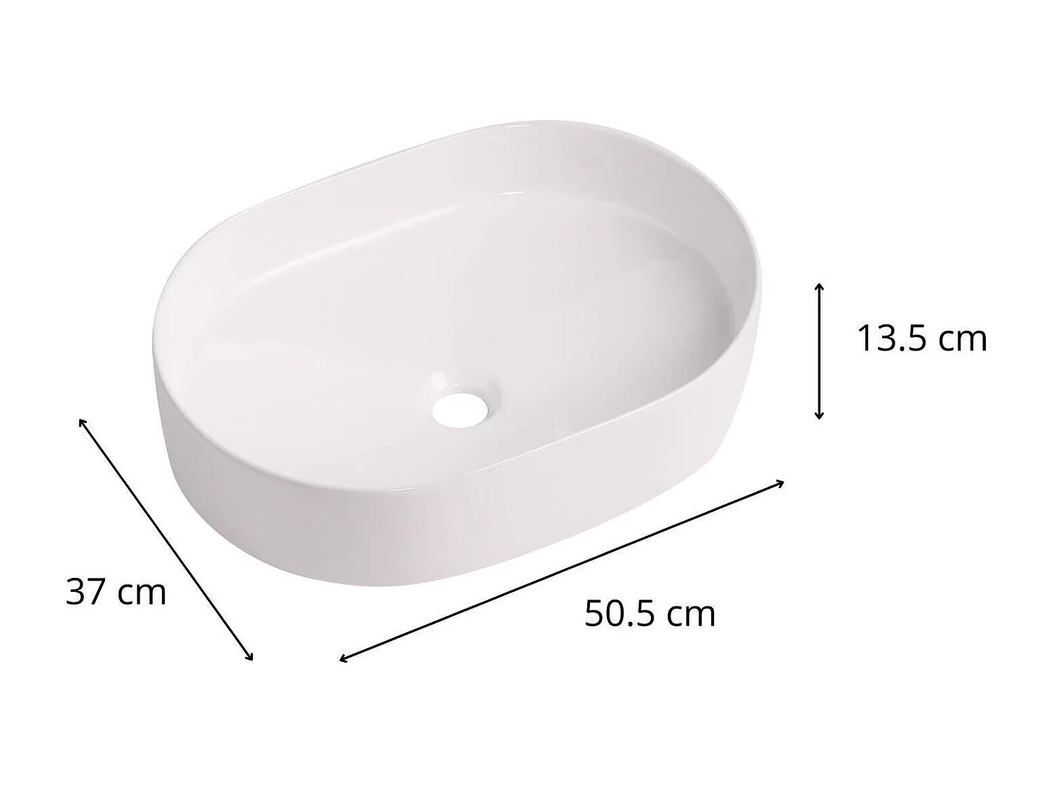 ALBI witte keramische ovale opzetwastafel 37x50,5cm