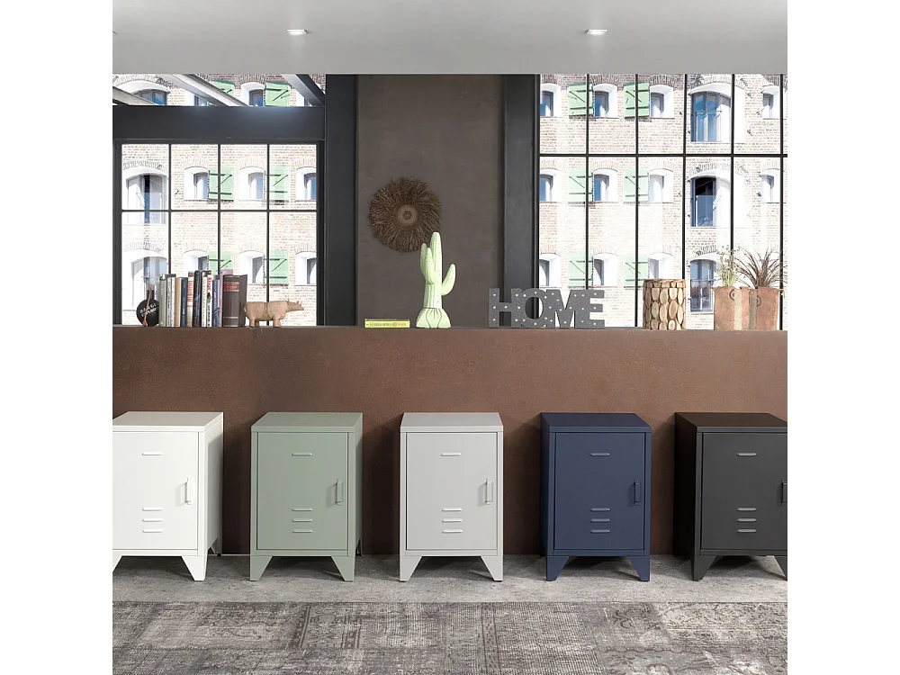 Atticora - Table de chevet en métal - Gris