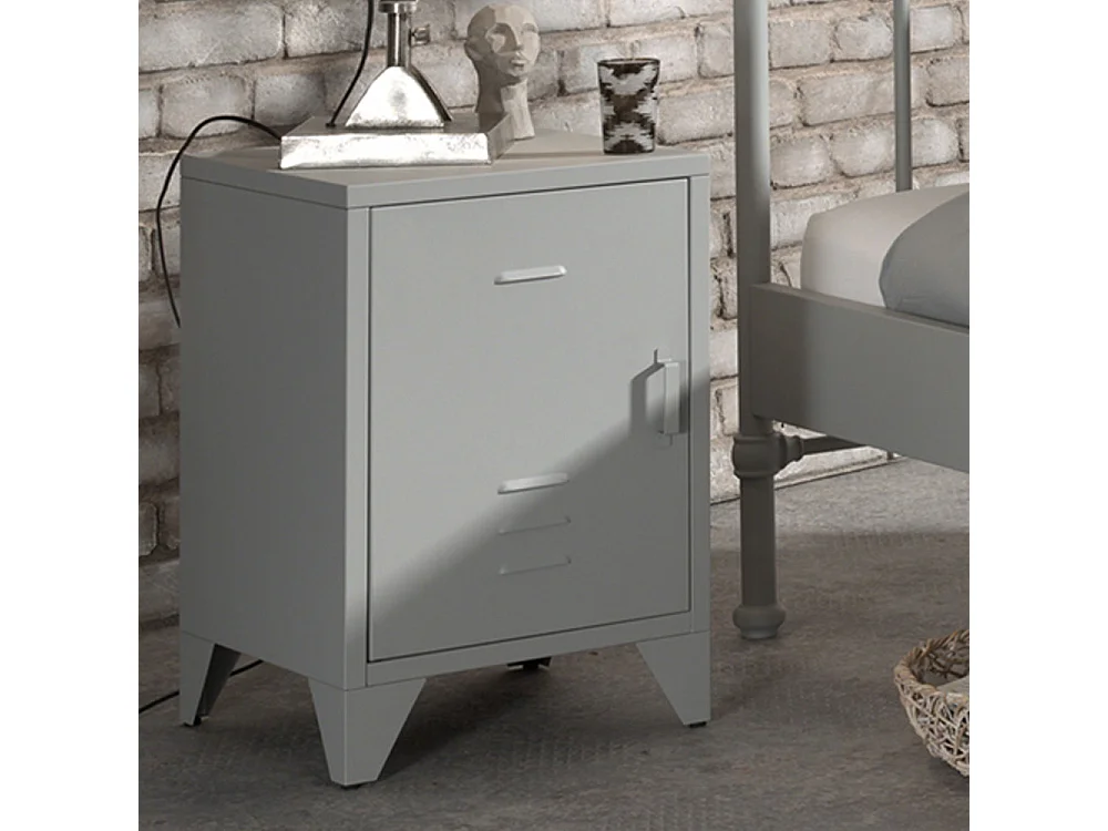 Atticora - Table de chevet en métal - Gris