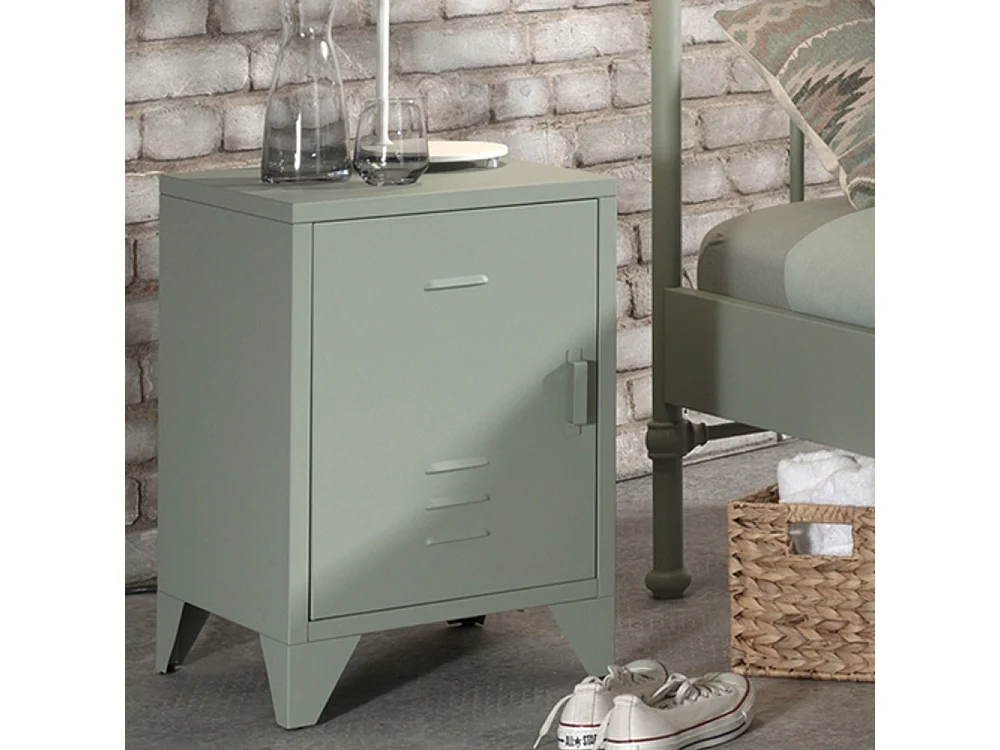 Atticora - Table de chevet en métal - Vert amande