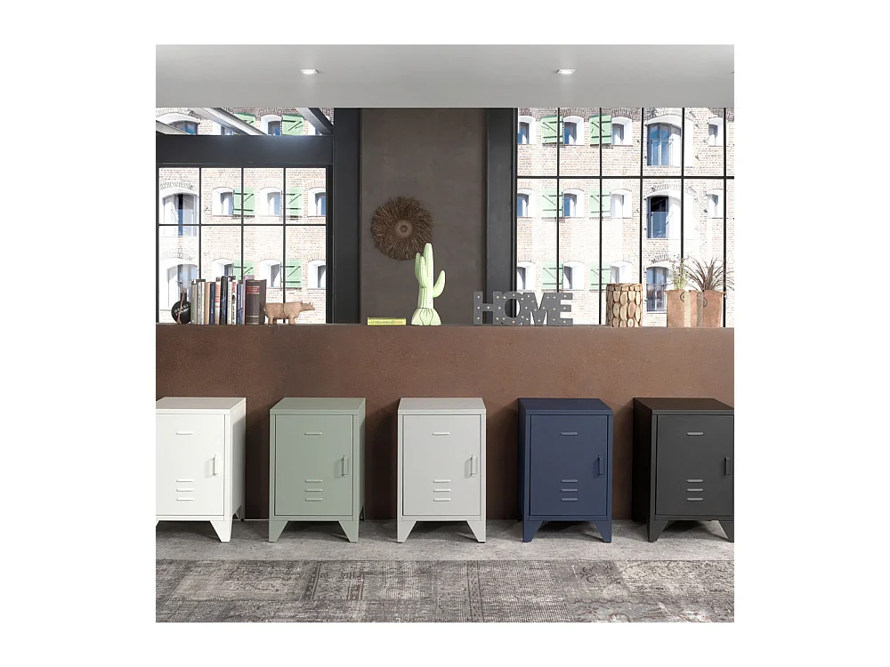 Atticora - Table de chevet en métal - Bleu