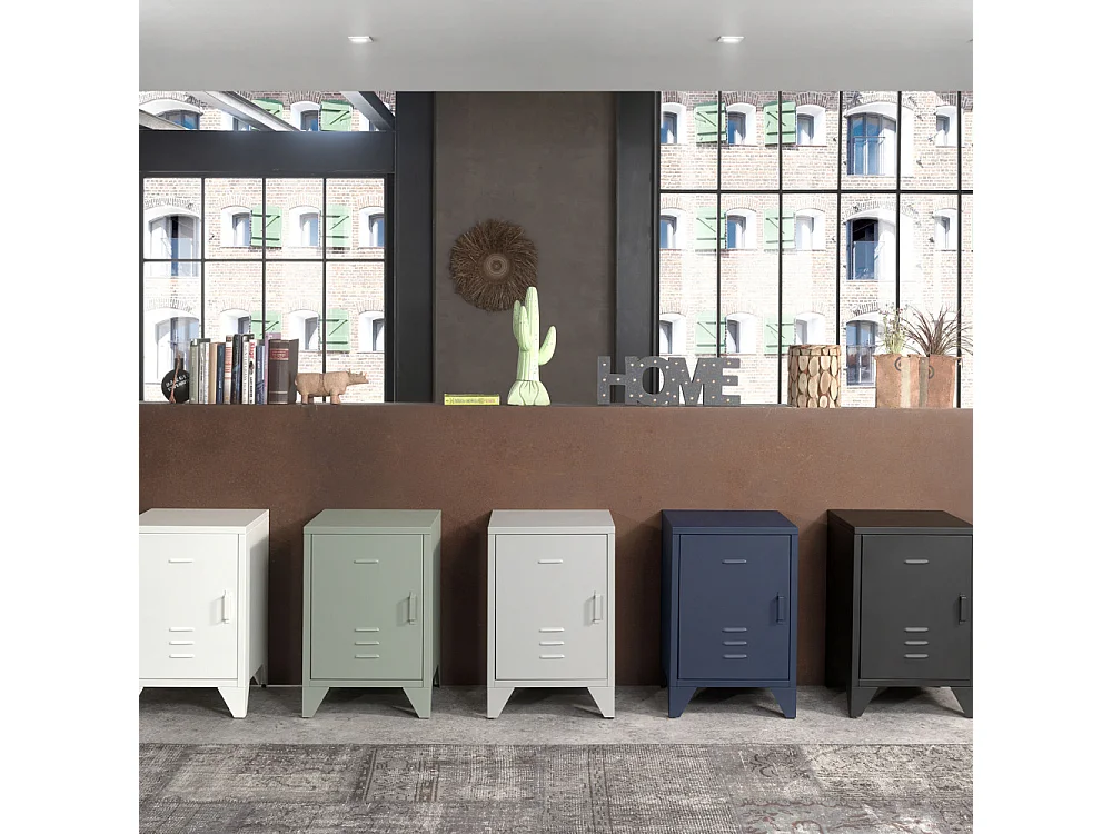 Atticora - Table de chevet en métal - Bleu