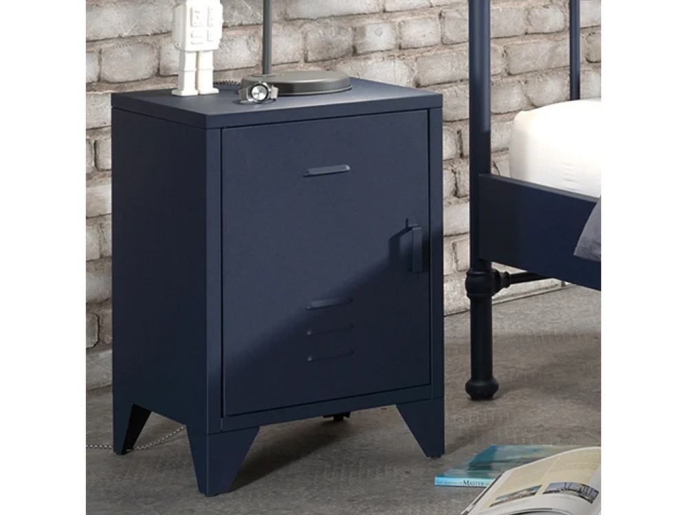 Atticora - Table de chevet en métal - Bleu