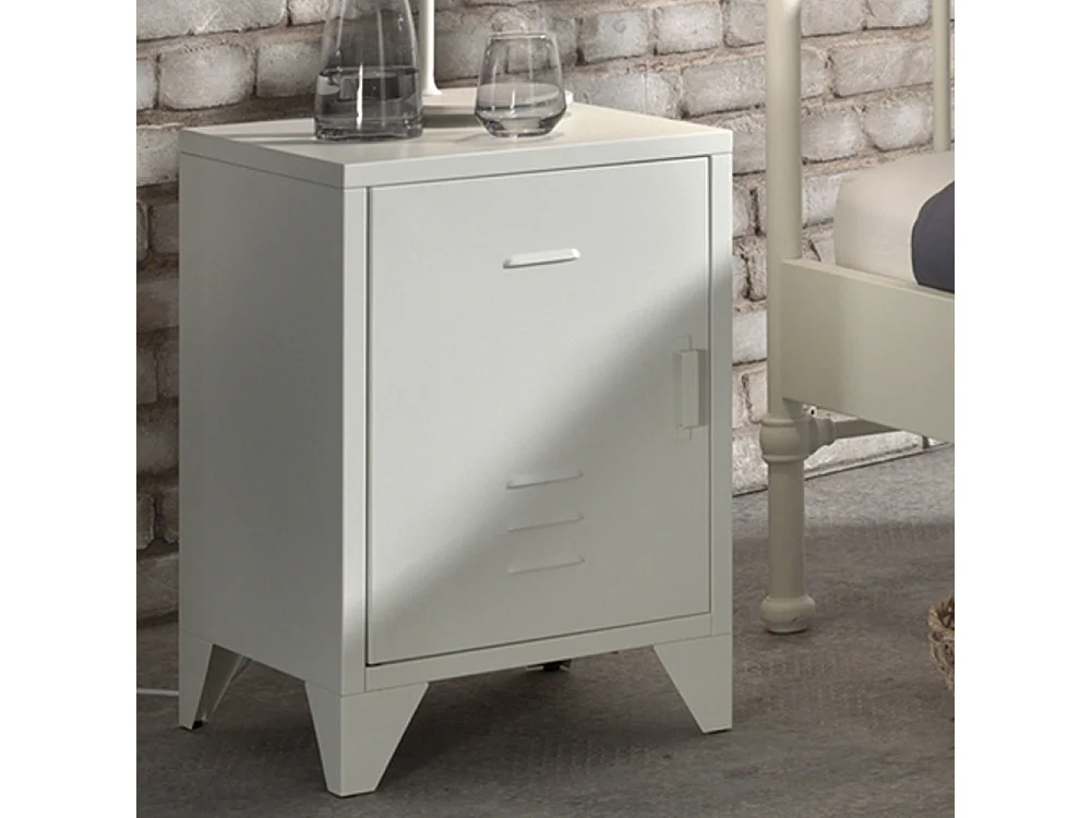 Atticora - Table de chevet en métal - Blanc