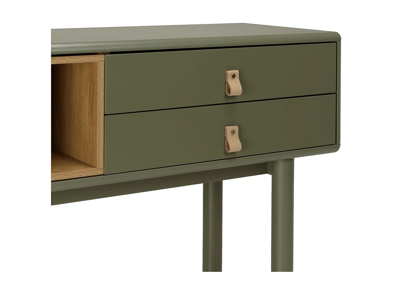 ETHAN - Console 3 tiroirs et 1 niche en bois naturel vert