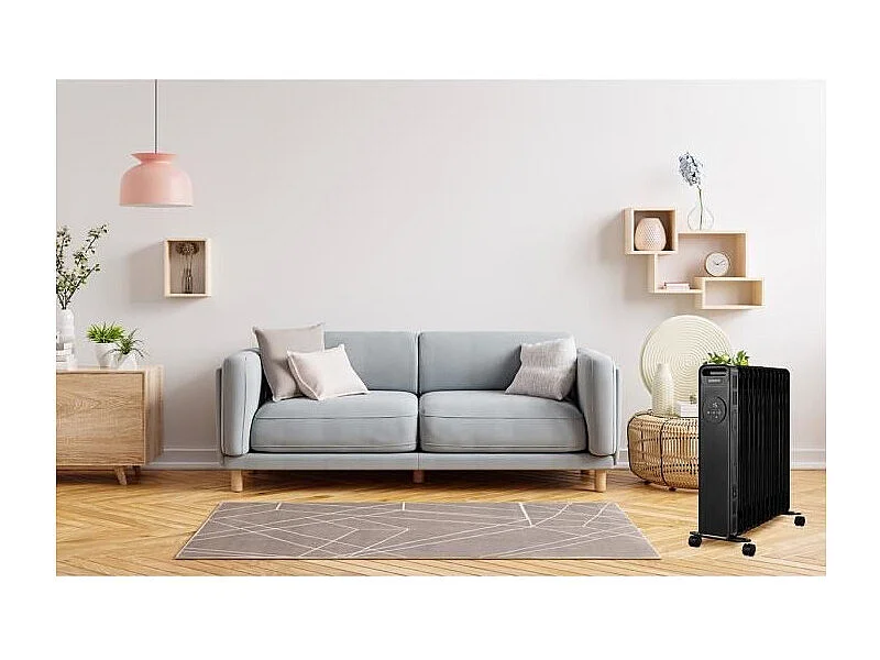 Radiateur Electrique Bain d'Huile 2000W OCEANIC - 3 Puissances - Thermostat Electronique - Télécommande - Mobile - Noir