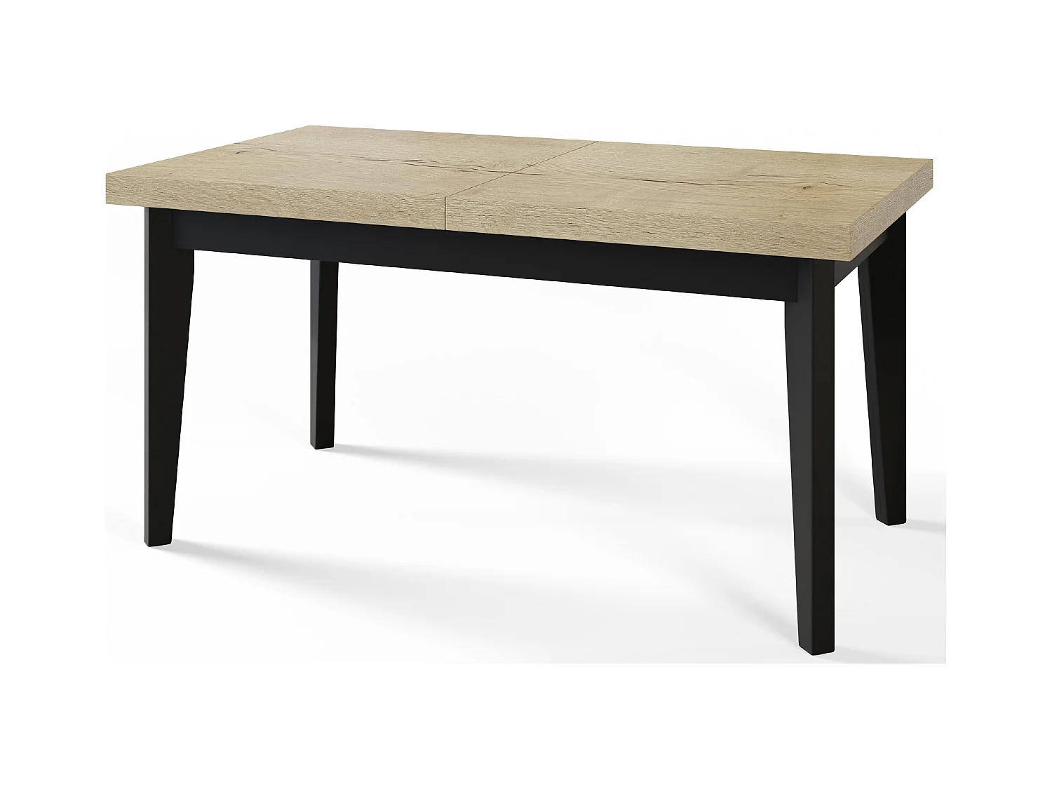 Table de salle à manger rectangulaire SKANDI, table à rallonges, dimensions: 120-160X80X78 cm, couleur: HALIFAX, avec pieds en bois de couleur noire