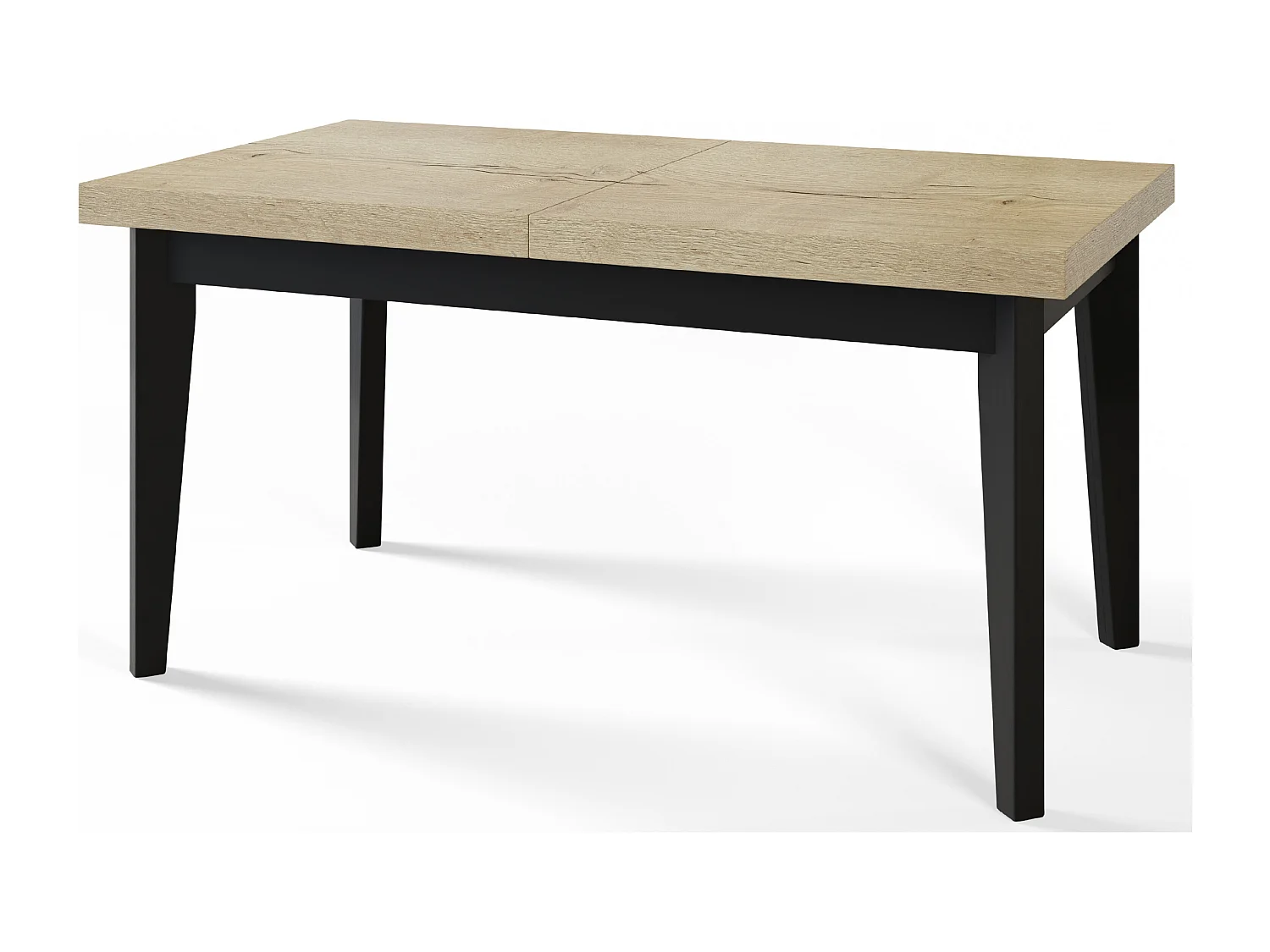 Table de salle à manger rectangulaire SKANDI, table à rallonges, dimensions: 160-210X90X78 cm, couleur: HALIFAX, avec pieds en bois de couleur noire