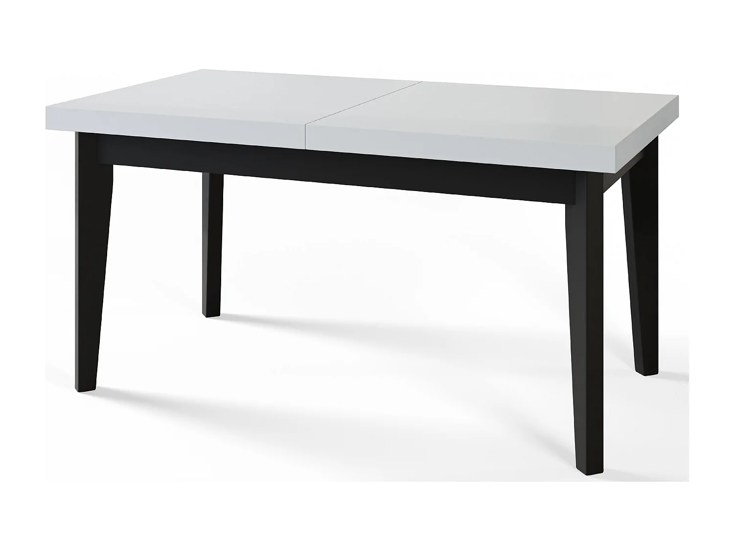 Table de salle à manger rectangulaire SKANDI, table à rallonges, dimensions: 140-180X80X78 cm, couleur: blanc, avec pieds en bois de couleur noir