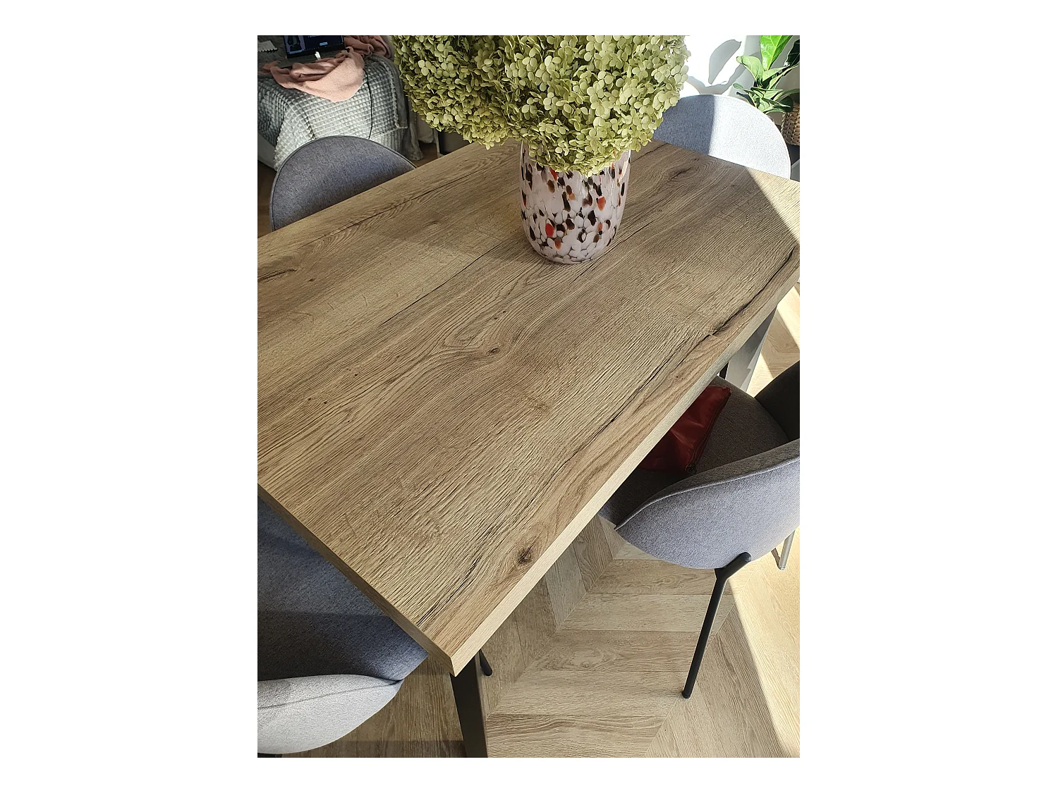 Table de salle à manger rectangulaire SKANDI, table à rallonges, dimensions: 200-300X100X78 cm, couleur: HALIFAX, avec pieds en bois de couleur noire