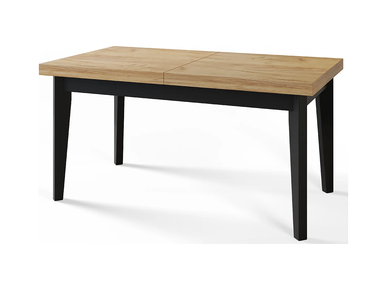 Table de salle à manger rectangulaire SKANDI, table à rallonges, dimensions: 200-300X100X78 cm, couleur: CRAFT, avec pieds en bois de couleur noire