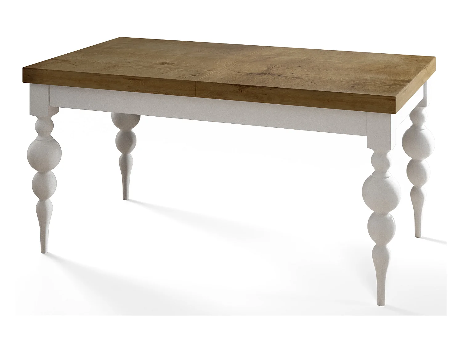 Table de salle à manger rectangulaire LENA, table à rallonges, dimensions: 140-180X80X78,5 cm, couleur: LEFKAS, avec pieds de table de couleur blanche