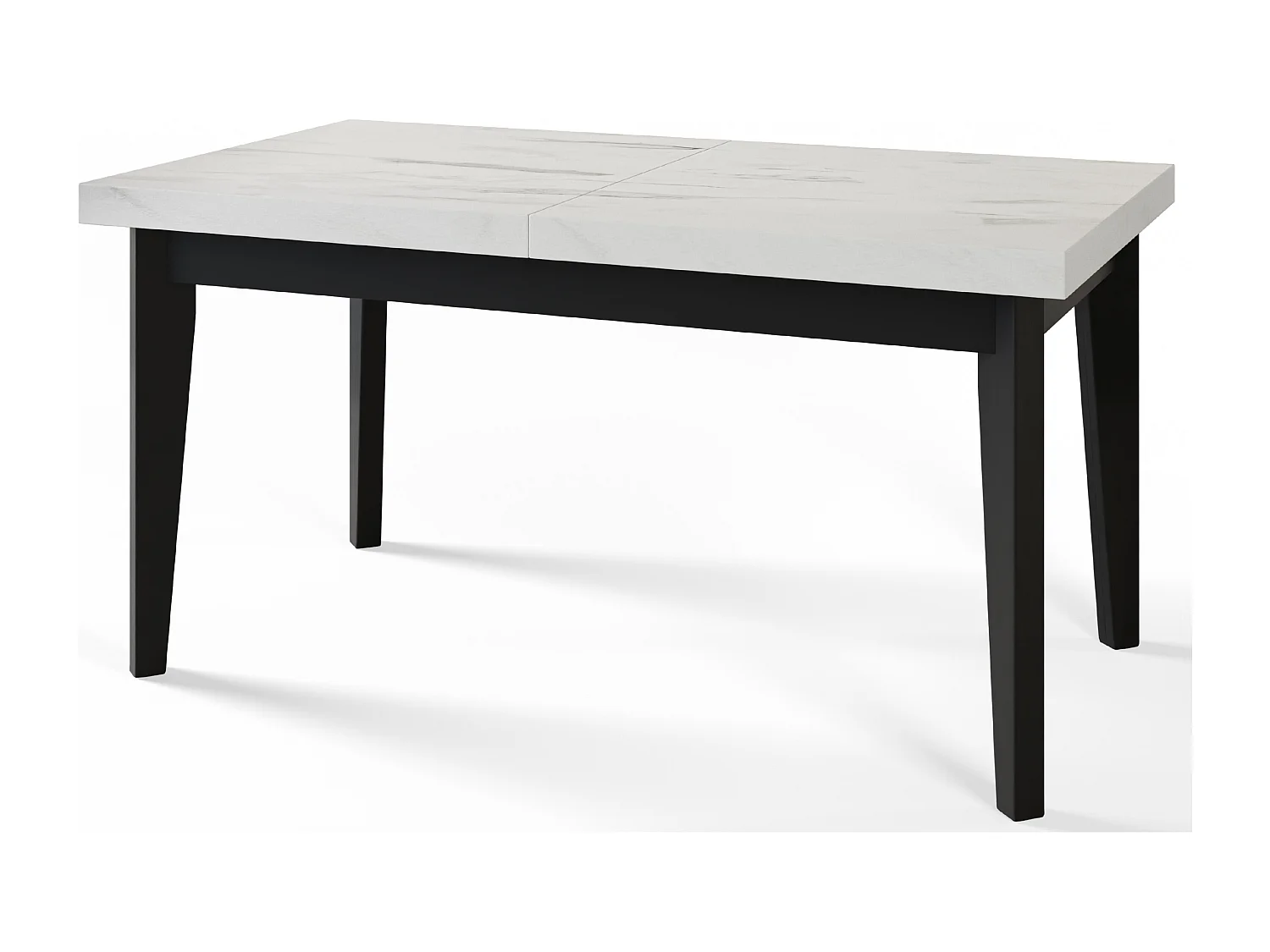 Table de salle à manger rectangulaire SKANDI, table à rallonges, dimensions: 200-300X100X78 cm, couleur: MARBRE, avec pieds en bois de couleur noire